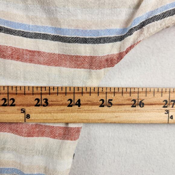 Beach Lunch Lounge Collection Top Women S/P Cream Multi Striped Tie Linen Cotton - Picture 9 of 12